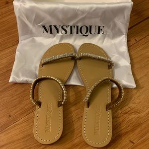 Mystique Swarovski crystal leather sandals. Size 9